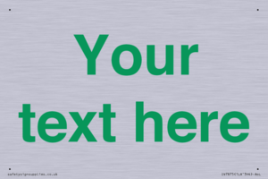 Custom blank information sign. Green text, plain background